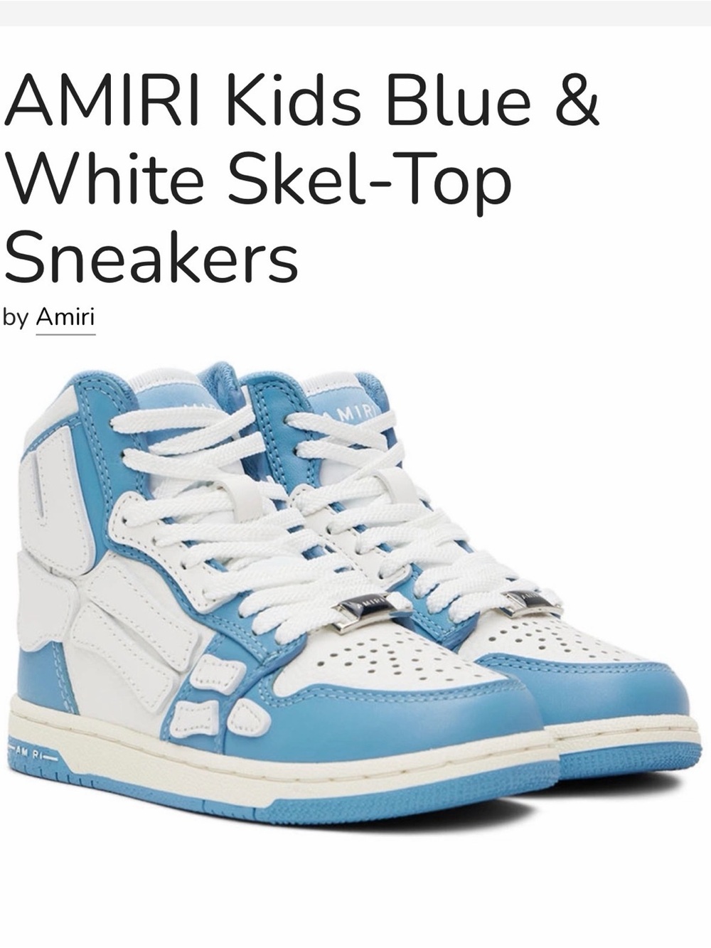 πAMIRI Kids Blue White Skel-Top Sneakers Size 13 Youth β οΈ